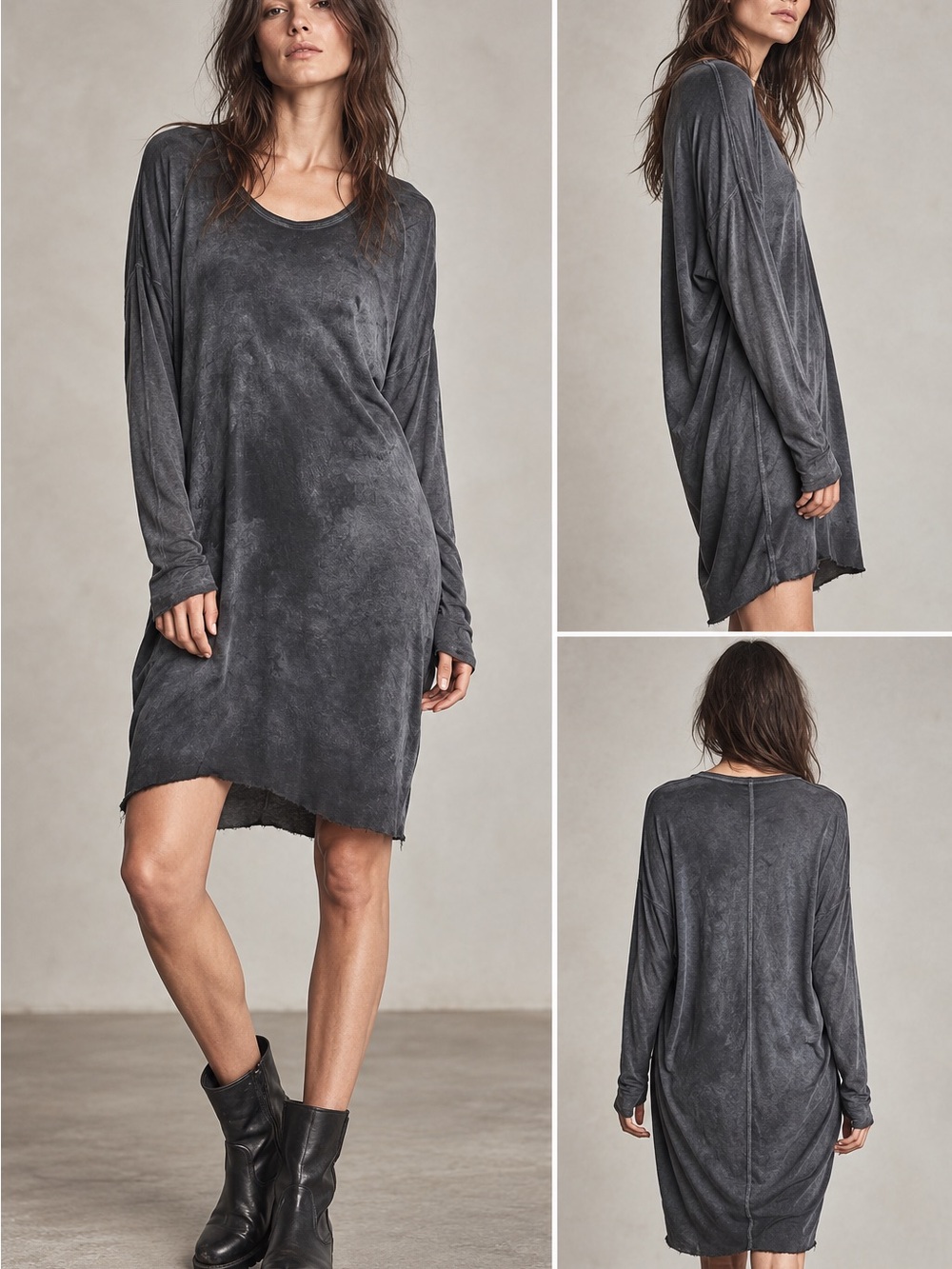 Raquel Allegra Silk Blend Cocoon Dress Charcoal Gray Size 2